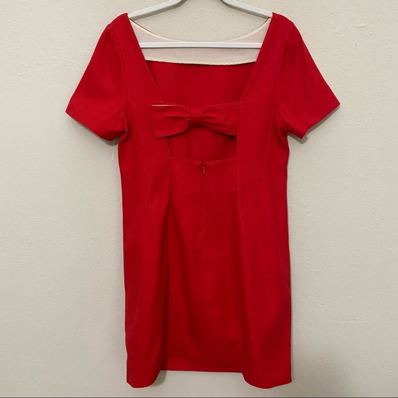ANTHROPOLOGIE Maeve Bow Back Red Shift Dress 8 - Picture 8 of 8
